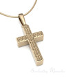 Solid 14k Gold Textured Cross Forever Sealed Memorial Jewelry