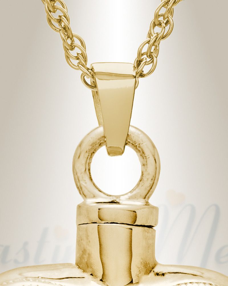 14k Gold Urn Charm For Ashes 14k Gold Cremation Urn Necklace For