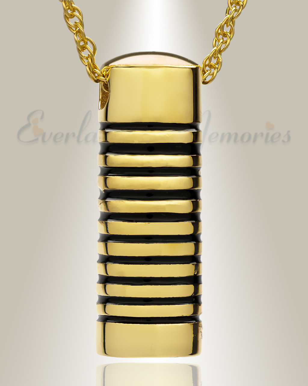 Solid 14 karat gold grooved cylinder 