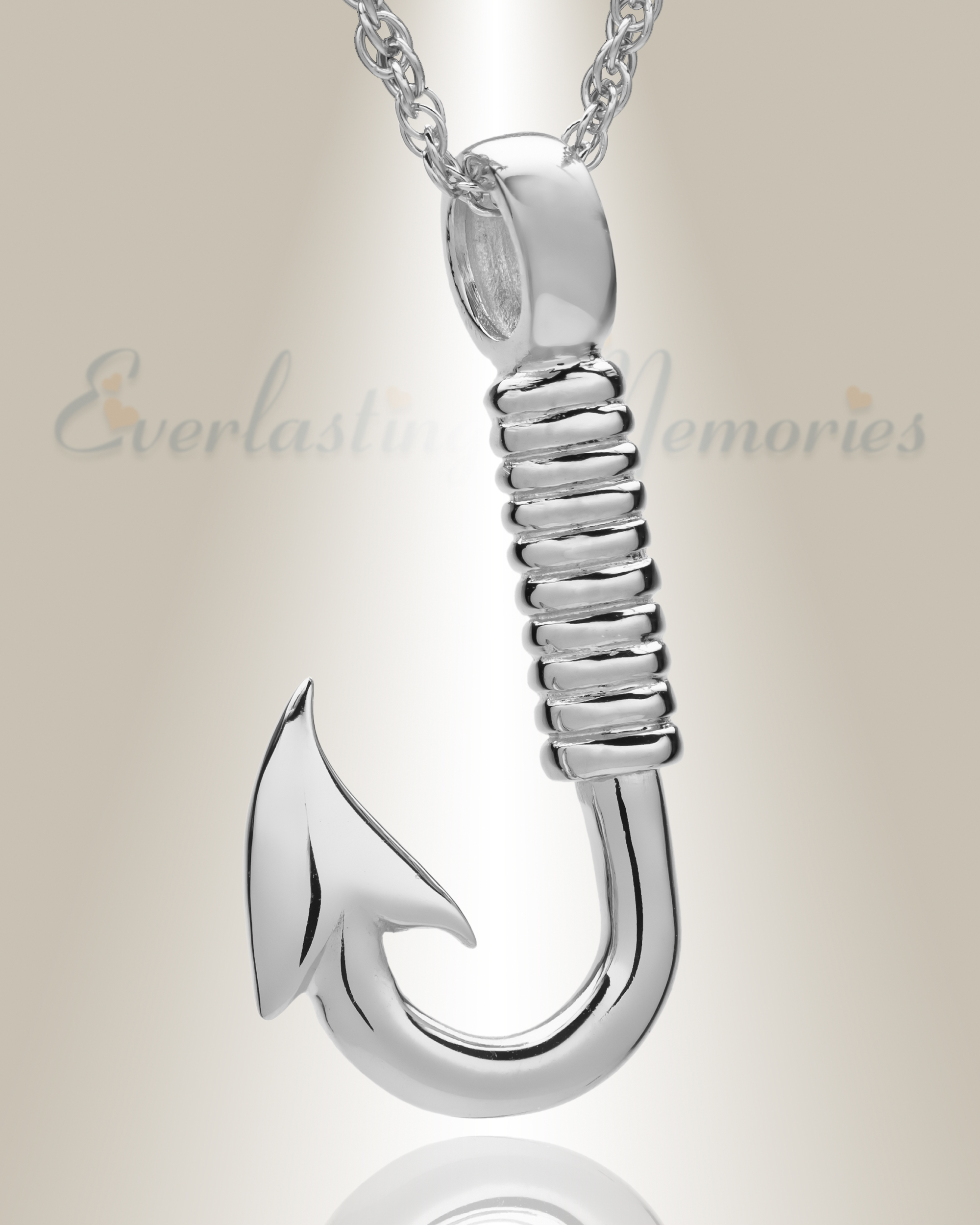 Fish Hook Cremation Jewelry for Ashes, Memorial Necklace Made with