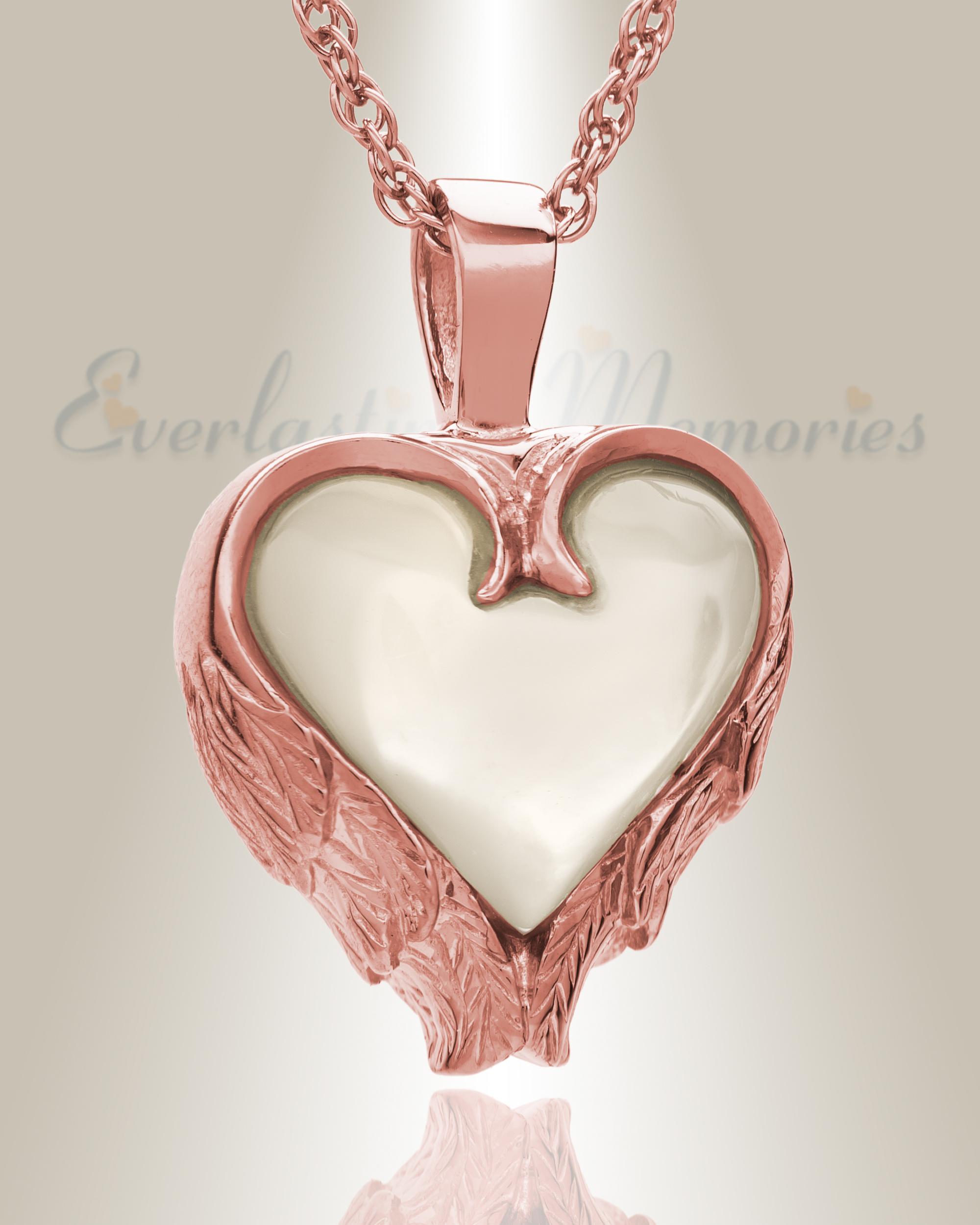 Rose Gold Innocent Heart Cremation Jewelry, Mother of Pearl  display picture 1