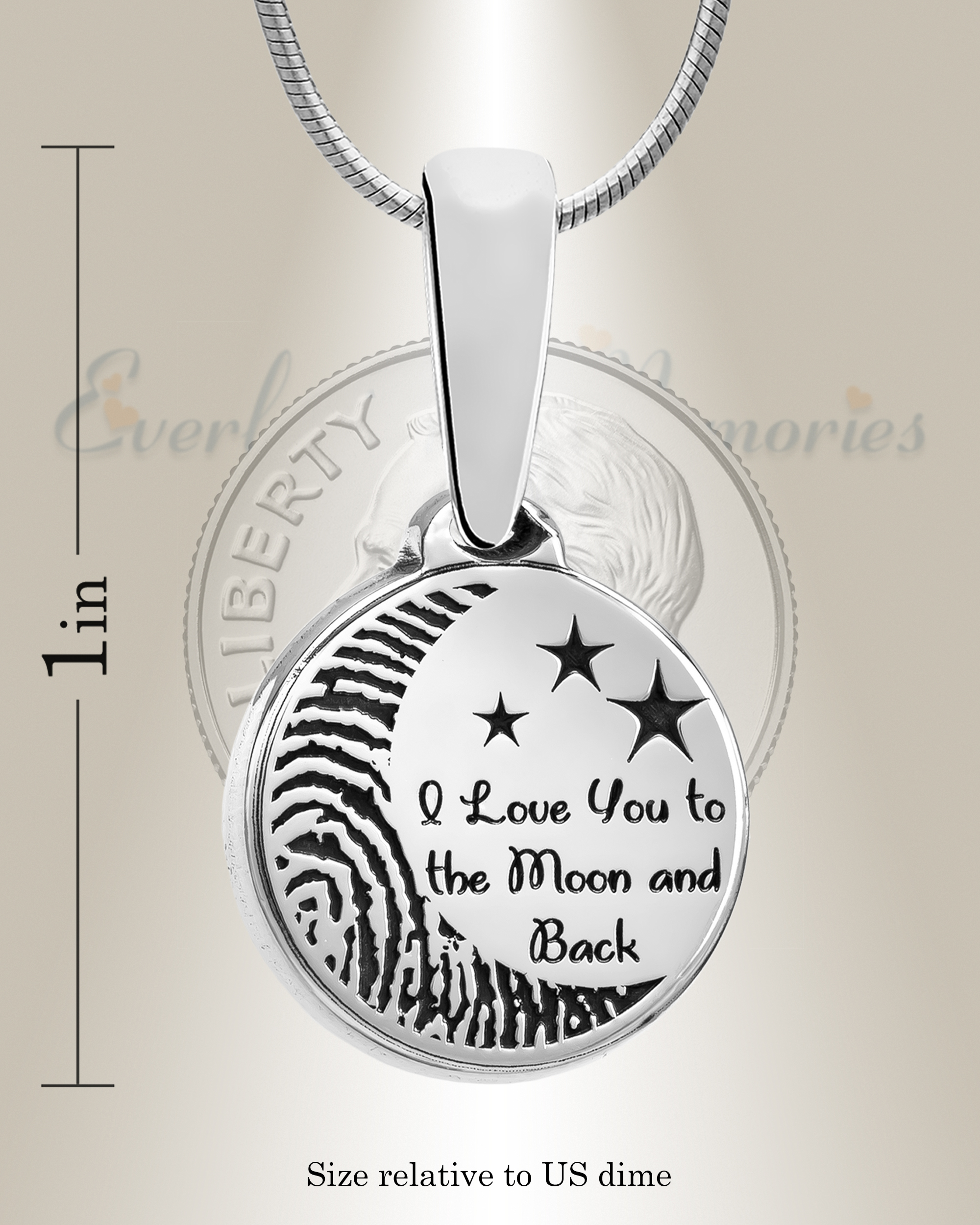 Fingerprint Moon Star Necklace Silver Fingerprint Moon And Stars