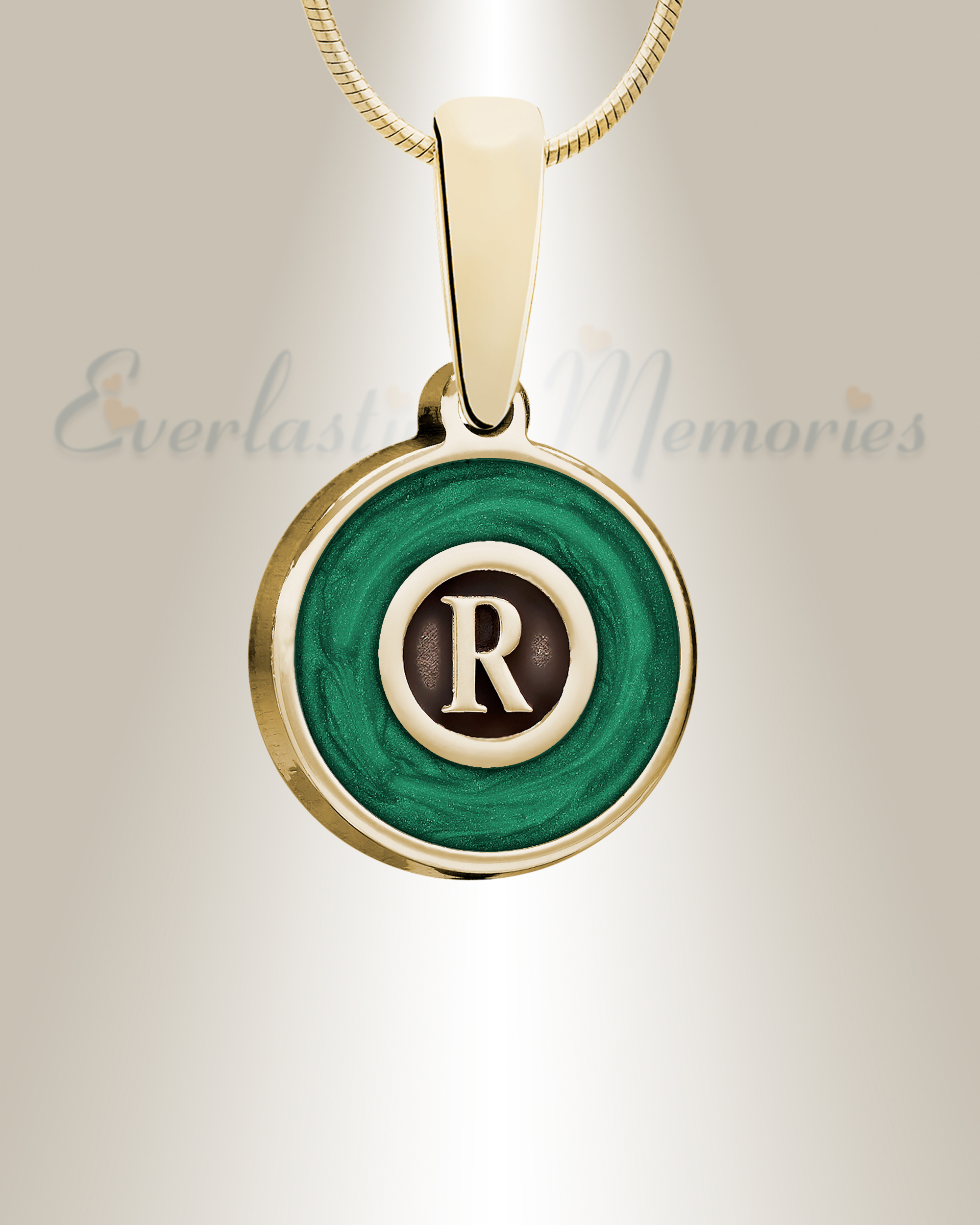 Solid 14K Gold Seafoam Monogram Ashes Into Jewelry, Gold Ash Jewelry, Gold  Ash Pendants