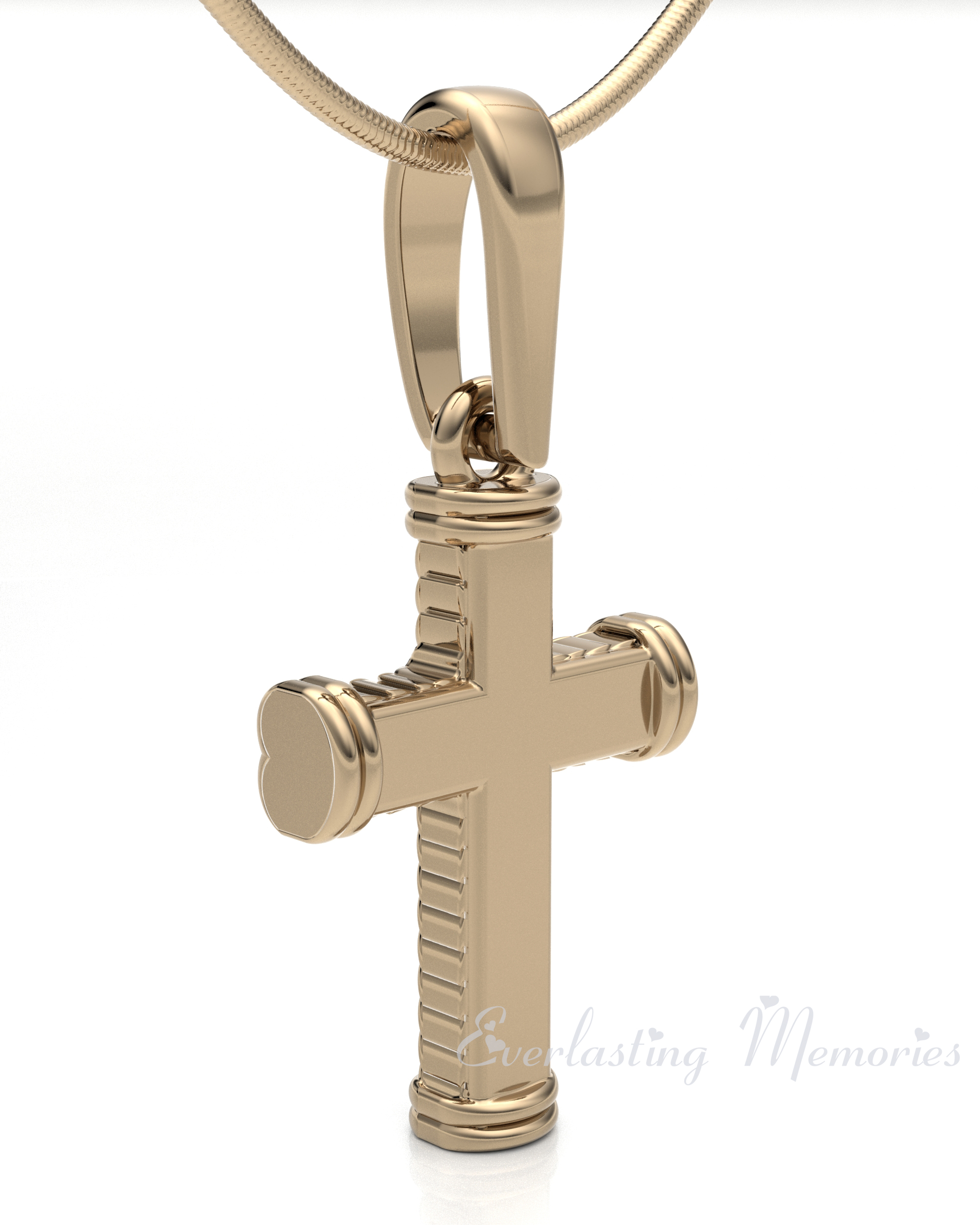 Men's Cremation Memorial Ring - Sterling Silver & Gold Plated Cross, Size 11