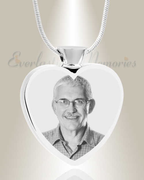 Heart Gold Plated Photo Engraved Ash Pendant