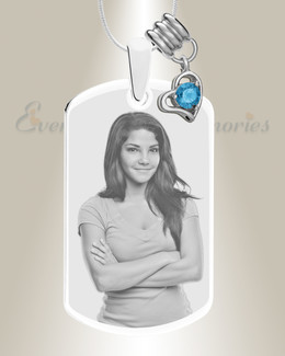 Large Photo December Dog Tag Stainless Engraved