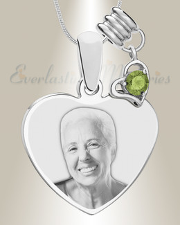 August Heart Photo Engraved Stainless Keepsake