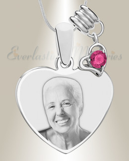 October Heart Photo Engraved Stainless Keepsake