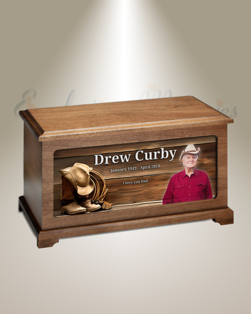 Cowboy Urns With Photo, Urns for Cowgirls, Rodeo Memorial Urns