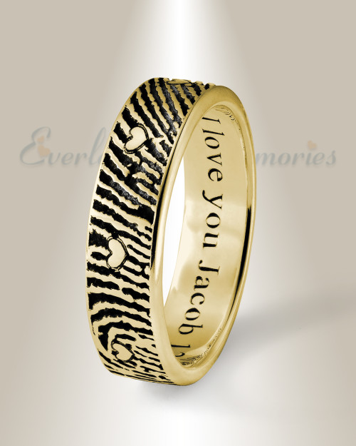 Women's Solid 14k Gold Eternal Heart Fingerprint Ring, Heart Fingerprint  Jewelry