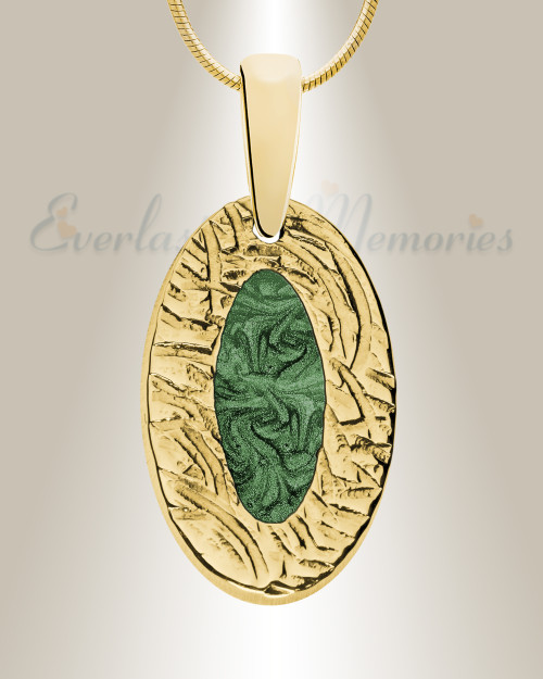 Heartfelt Oval Gold Plated Ashes Into Jewelry, Oval Memorial Pendants