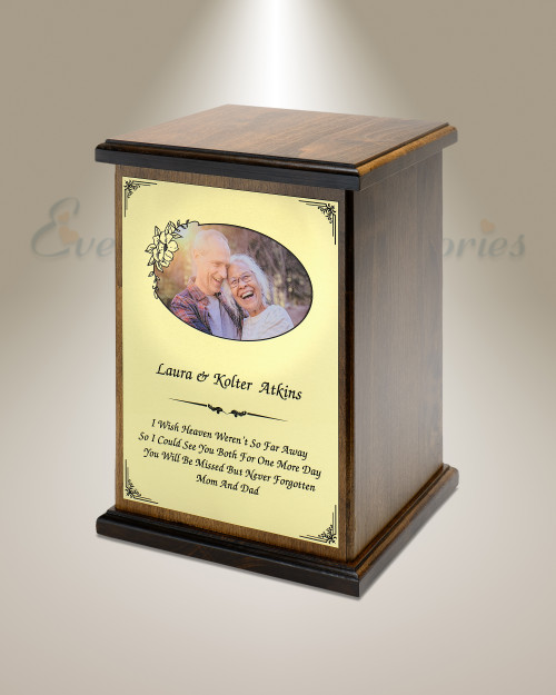 Couples Wood Photo Cremation Urn, Couples Cremation Urns, Wood Urns