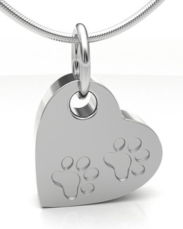 Solid 14k White Gold Paw On Heart Forever Sealed Memorial Jewelry