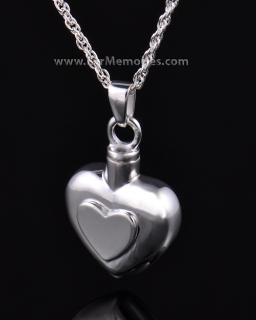 sterling silver double heart cremation urn keepsake Pendants by ...