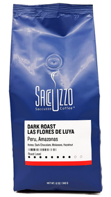 Freshly brewed dark roast Peruvian coffee with smooth body and balanced flavor profile.