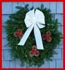 24" Maine Balsam Wreath, Snow White Bow