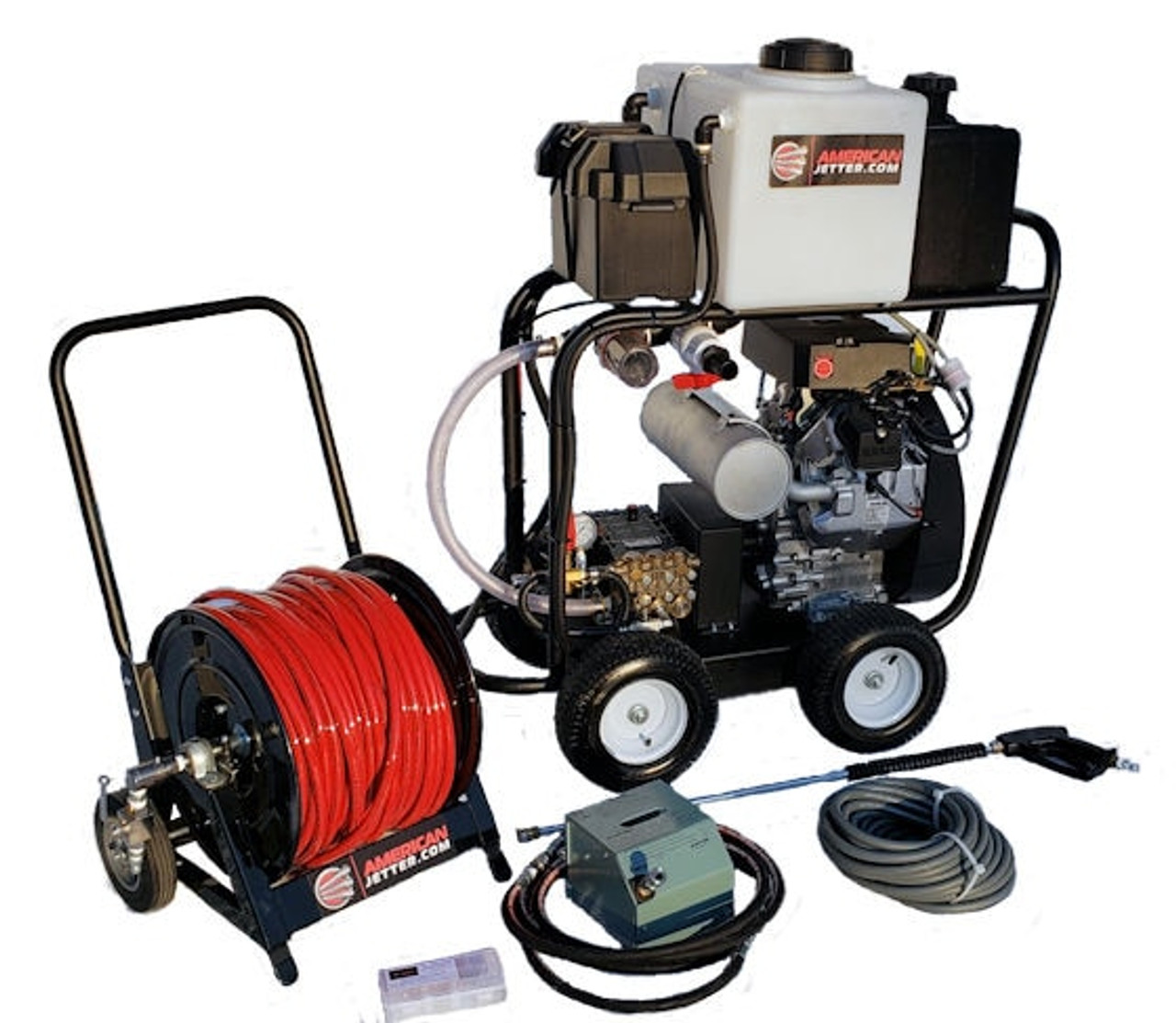 Erie Tools® 5000 PSI 3/8 x 200' Portable Hose Reel for High Pressure Power  Washer and Sewer Jetter 