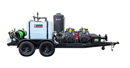 51T Series Trailer Jetter 1840 Dual Burner Hot Jetter - 76 HP EFI, 18 GPM, 4000 PSI, 330 Gallon