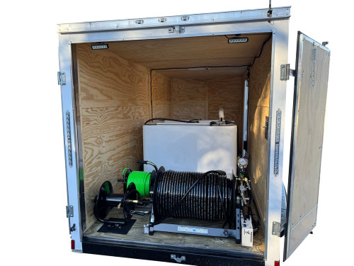 61CT Series Tandem Axle Cargo Trailer Jetter 1238 TRU - 38 HP, EFI 12 GPM, 3800 PSI, 300 Gallon 300'