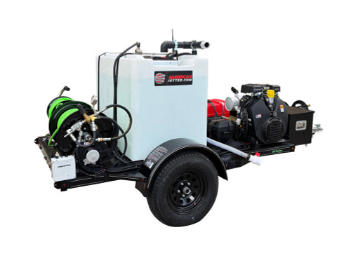 58 Series Trailer Jetter 1850 TRU - 80 HP Briggs Vanguard EFI, 18 GPM, 5000 PSI 220 Gallon 300'