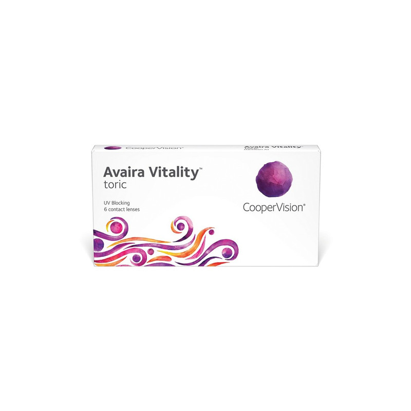 Scatola di lenti per astigmatismo Avaira Vitality ad alta idratazione in silicone idrogel, 6 lenti.