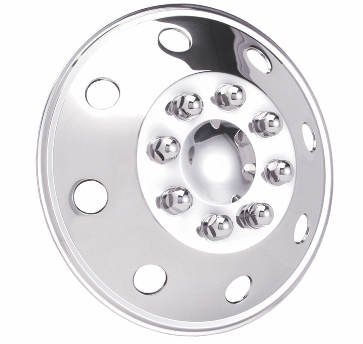 Stainless Steel 16" RV Style Wheel Cover, fits Dual or Single Wheels (Set of 4)