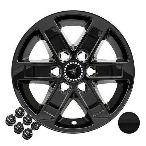 WheelCovers.Com SINGLE PIECE GMC Sierra Savannah Yukon 1500 Black Wheel Skin Hubcap Wheel Cover 17" 5296 2007 2008 2009 2010 2011 2012 2013 2014 