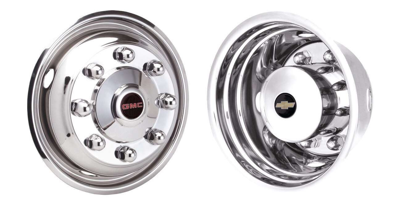 GM Licensed Chevrolet GMC Polished Stainless Steel Wheel Simulators / Liners 19.5" 28680 Wheel