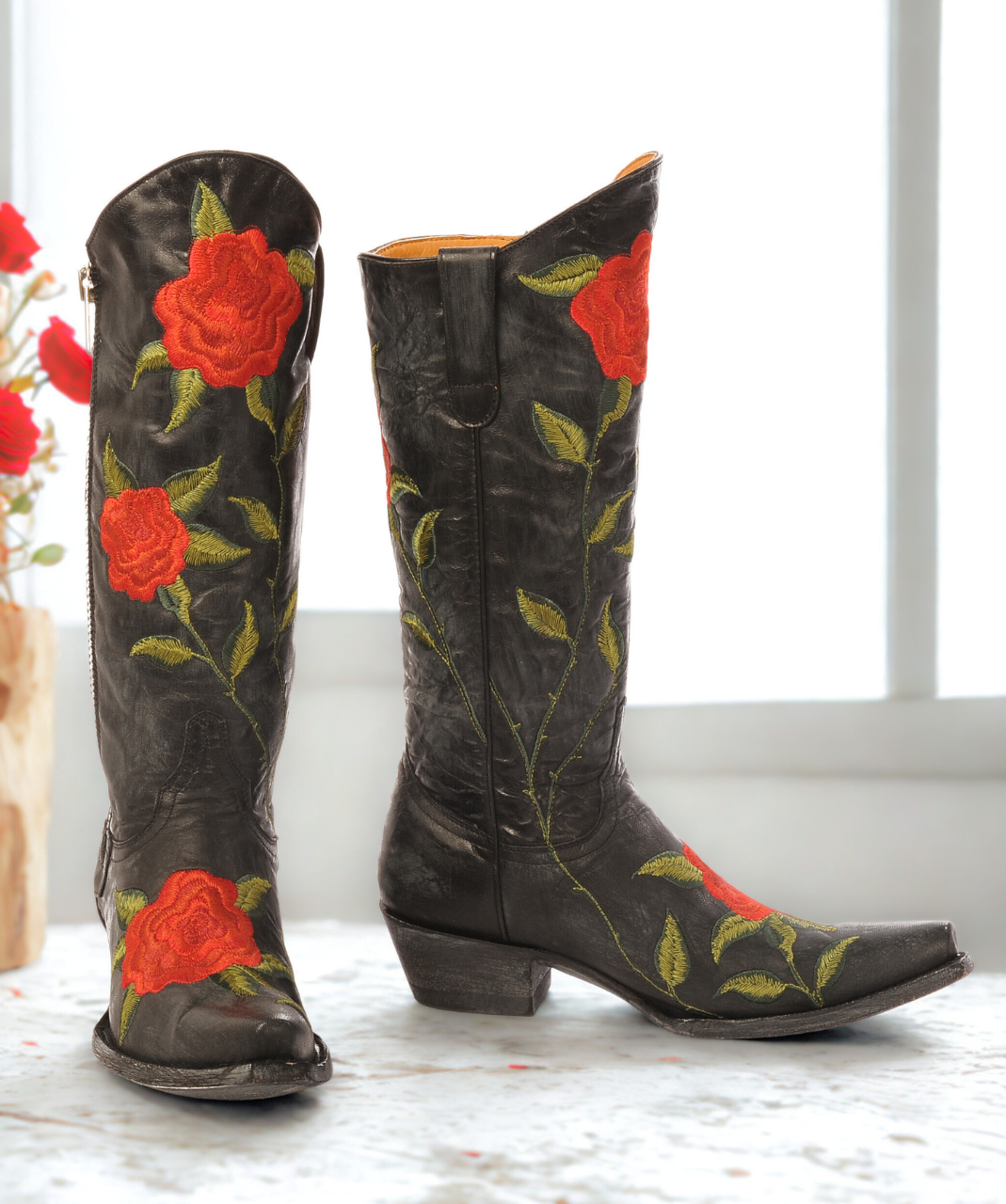 L 798-2 OLD GRINGO PATSY RAZZ VESUVIO BLACK RED FLORAL EMBROIDERED