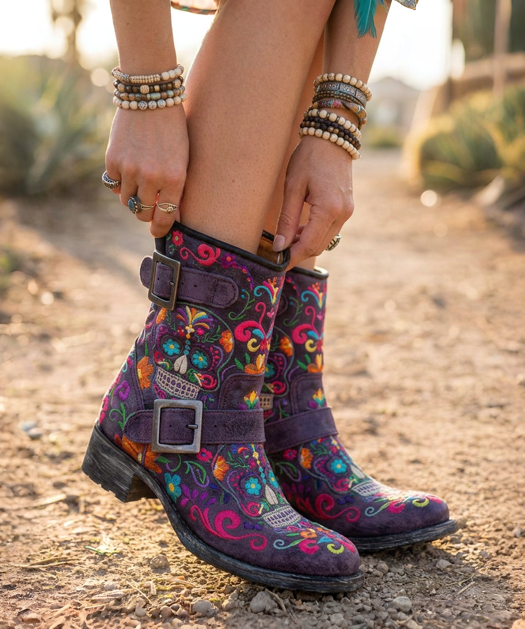 00s y2k メキシコ製 OLD GRINGO レザー ウエスタン ミュール OLD GRINGO SUGAR SKULL KLAK BIKER MULTI Embroidered Ankle Cowboy Boots
