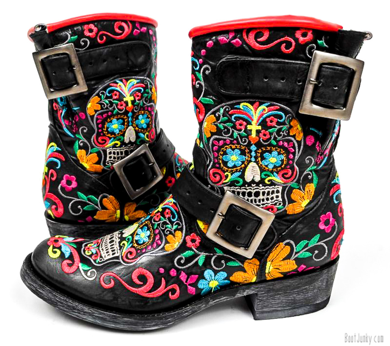 skull biker boots