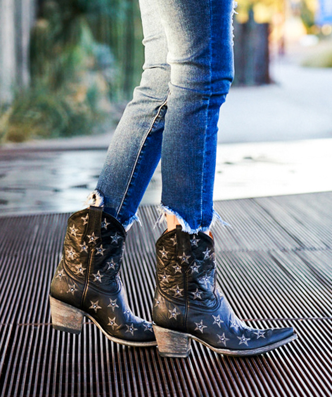 black cowgirl ankle boots