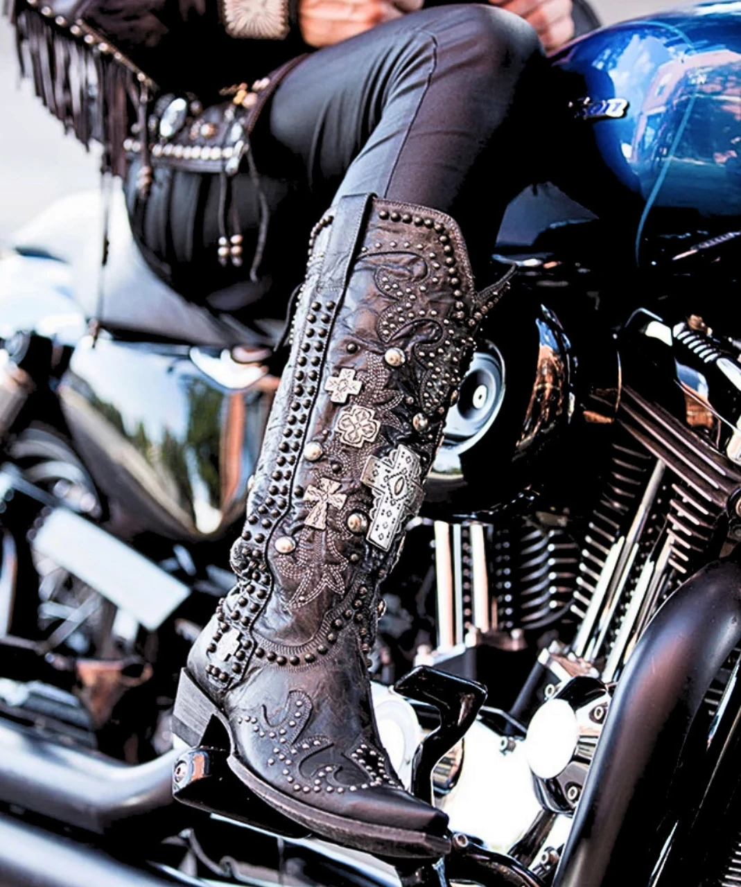 DD Ranch Turquoise Brown Ammunition Cowgirl Boots