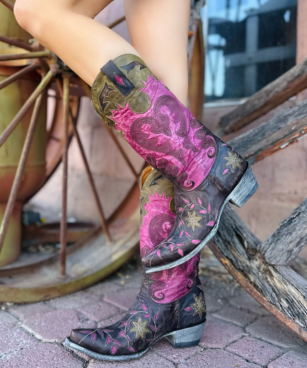L1115-6* OLD GRINGO LETTY CHOCOLATE/PINK/MILITARY GREEN 13
