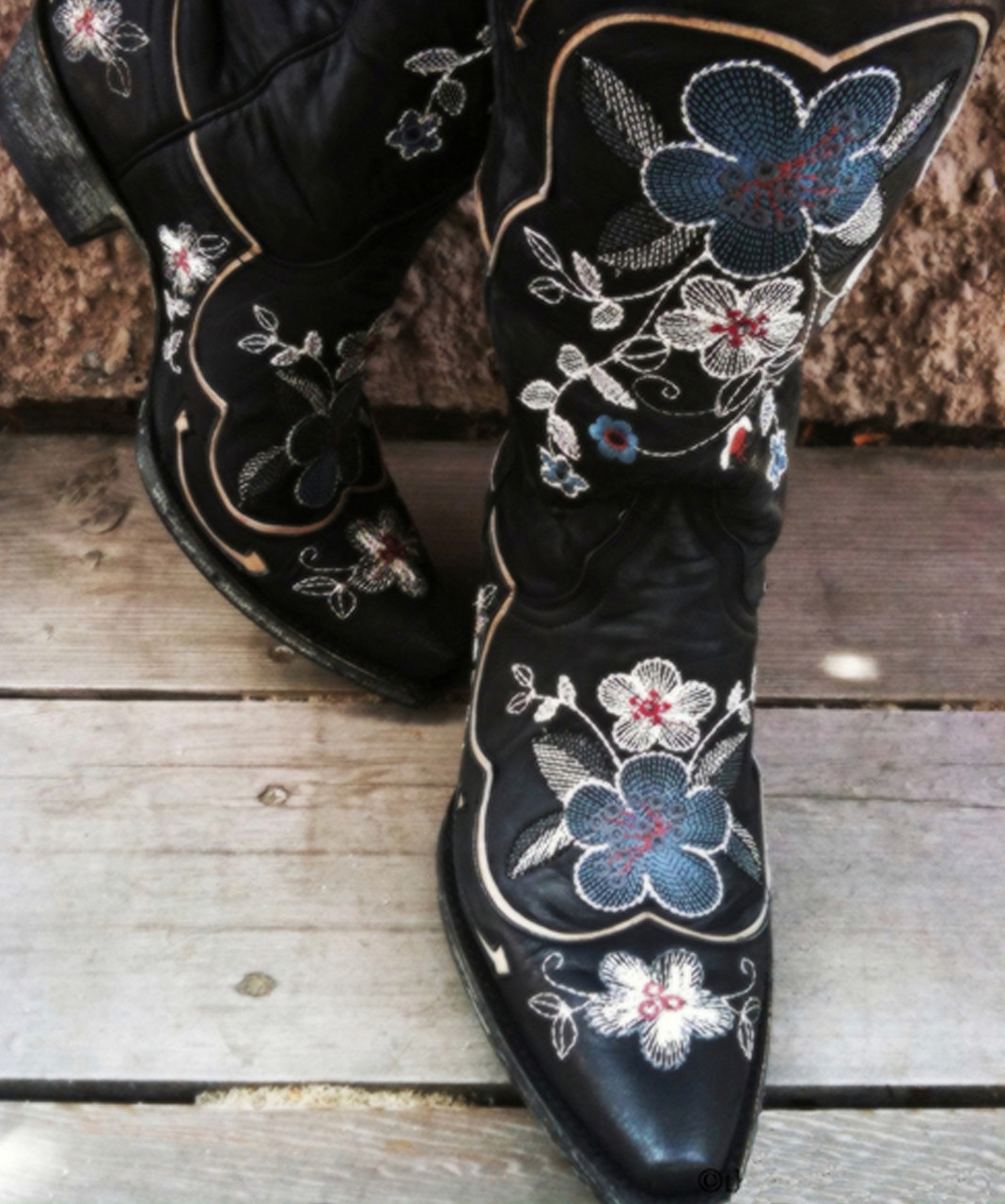 L 696-5* OLD GRINGO BONNIE PIPIN BLACK EMBROIDERED BOOTS