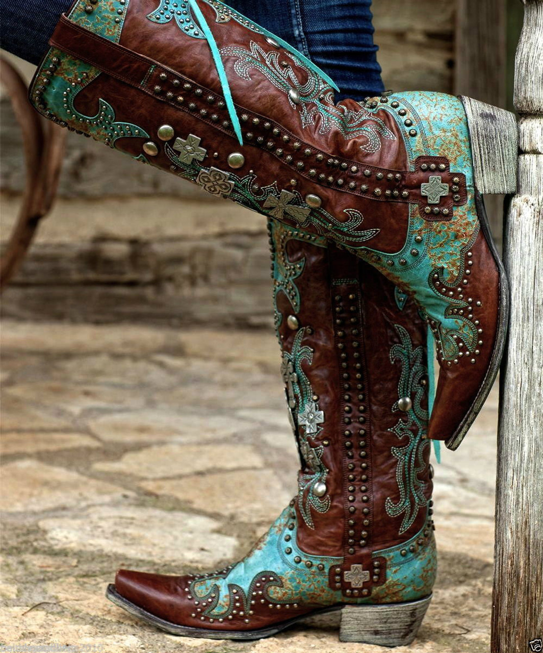 DDL001-1 Double D Ranch Turquoise Brown Ammunition Rivetted Western ...