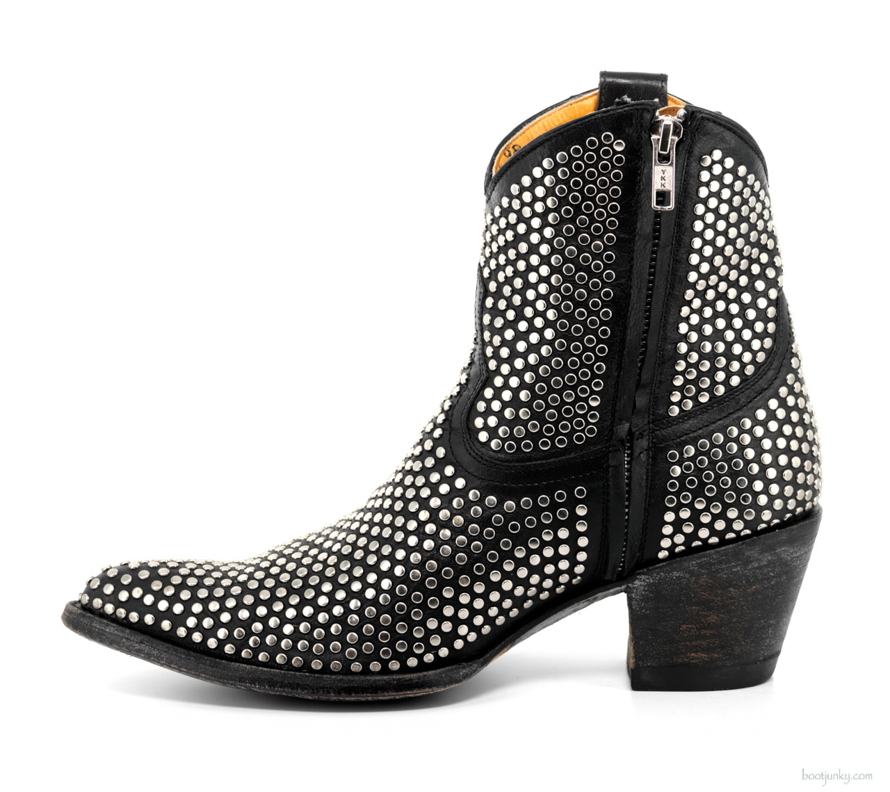 L1042-1 OLD GRINGO AGUJAS BLACK RIVETED BLACK ANKLE BOOTS