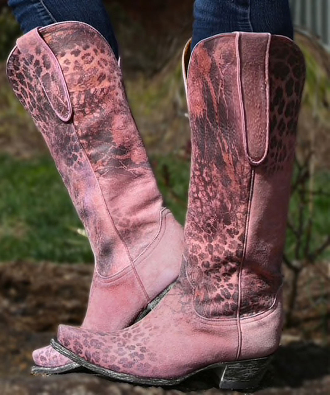 pink tall boots