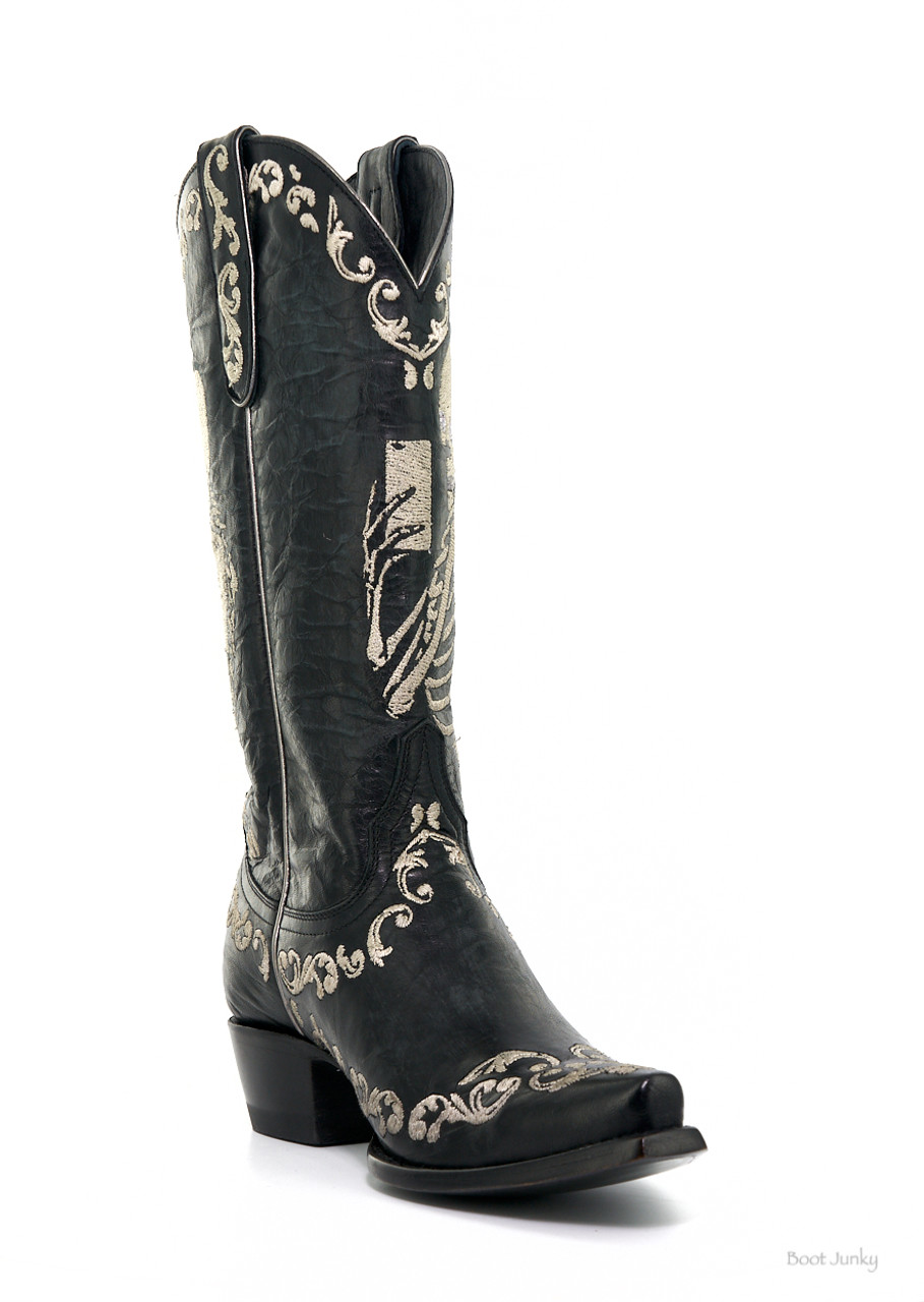 YL 348-1 YIPPEE KI YAY BY OLD GRINGO BOOTS SELFIE BLACK EMBROIDERED 13 ...