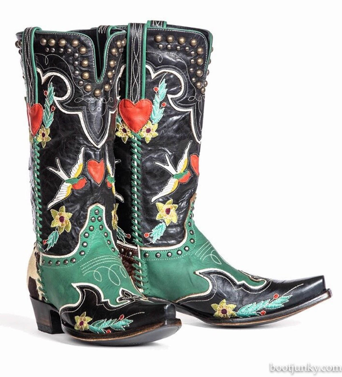 DDBL018-1 Double D Ranch Apache Kid Black Concho Ankle Boots 