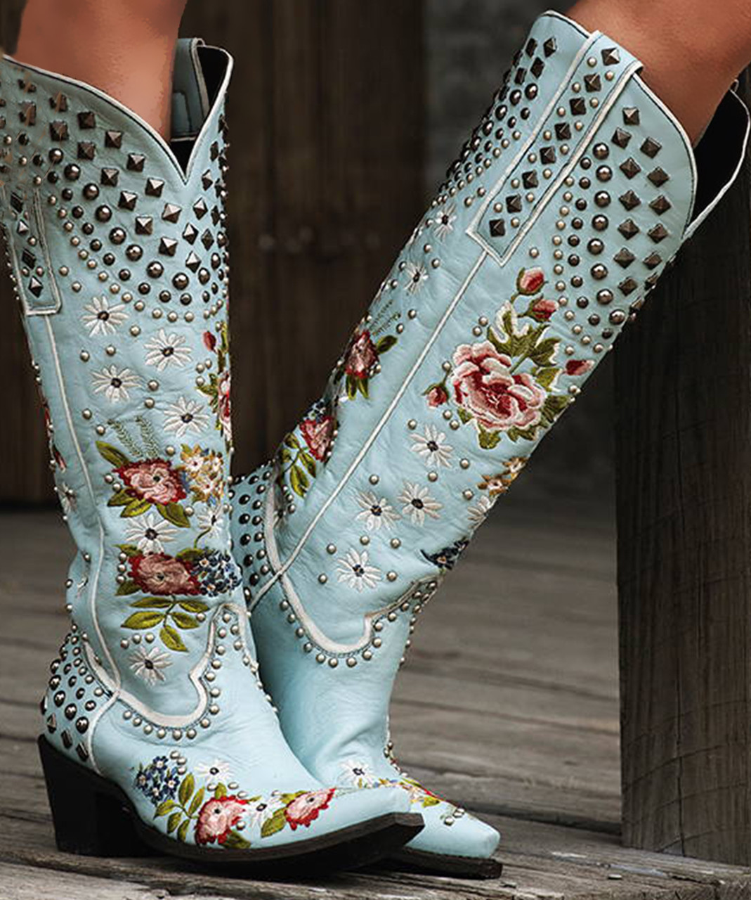 DDL063-1 Double D Ranch Backwoods Barbie Sky Blue Leather Ladies