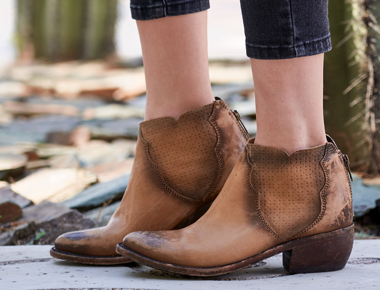 camel leather ankle boots