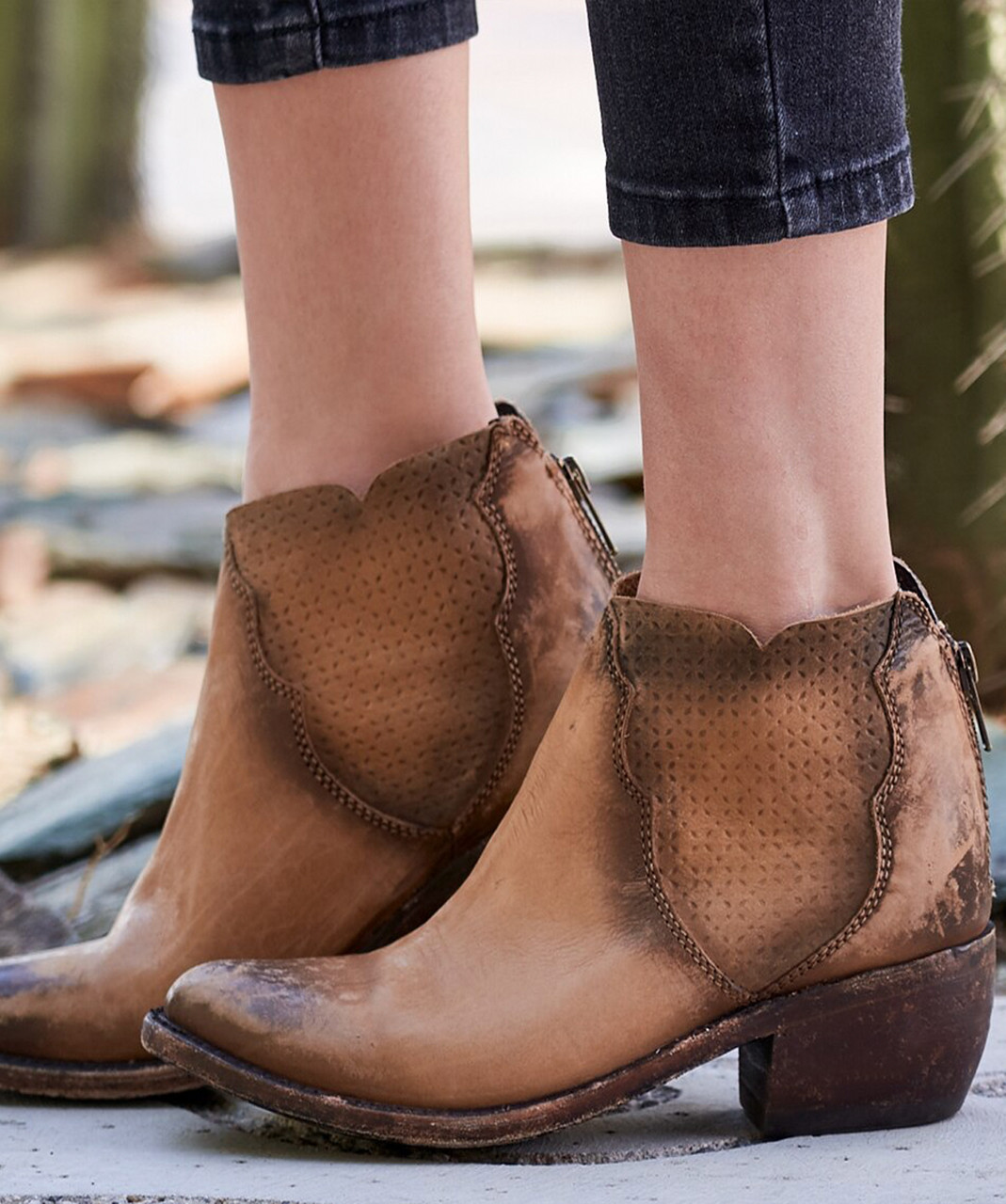 camel leather booties