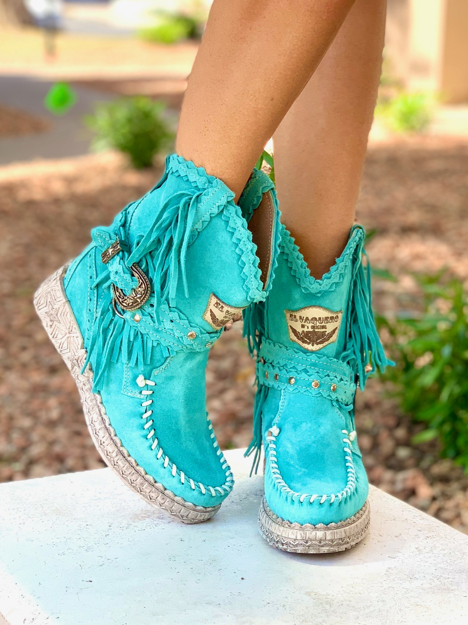 EL VAQUERO Arya Silverstone Marine SS23 Wedge Moccasin Boots