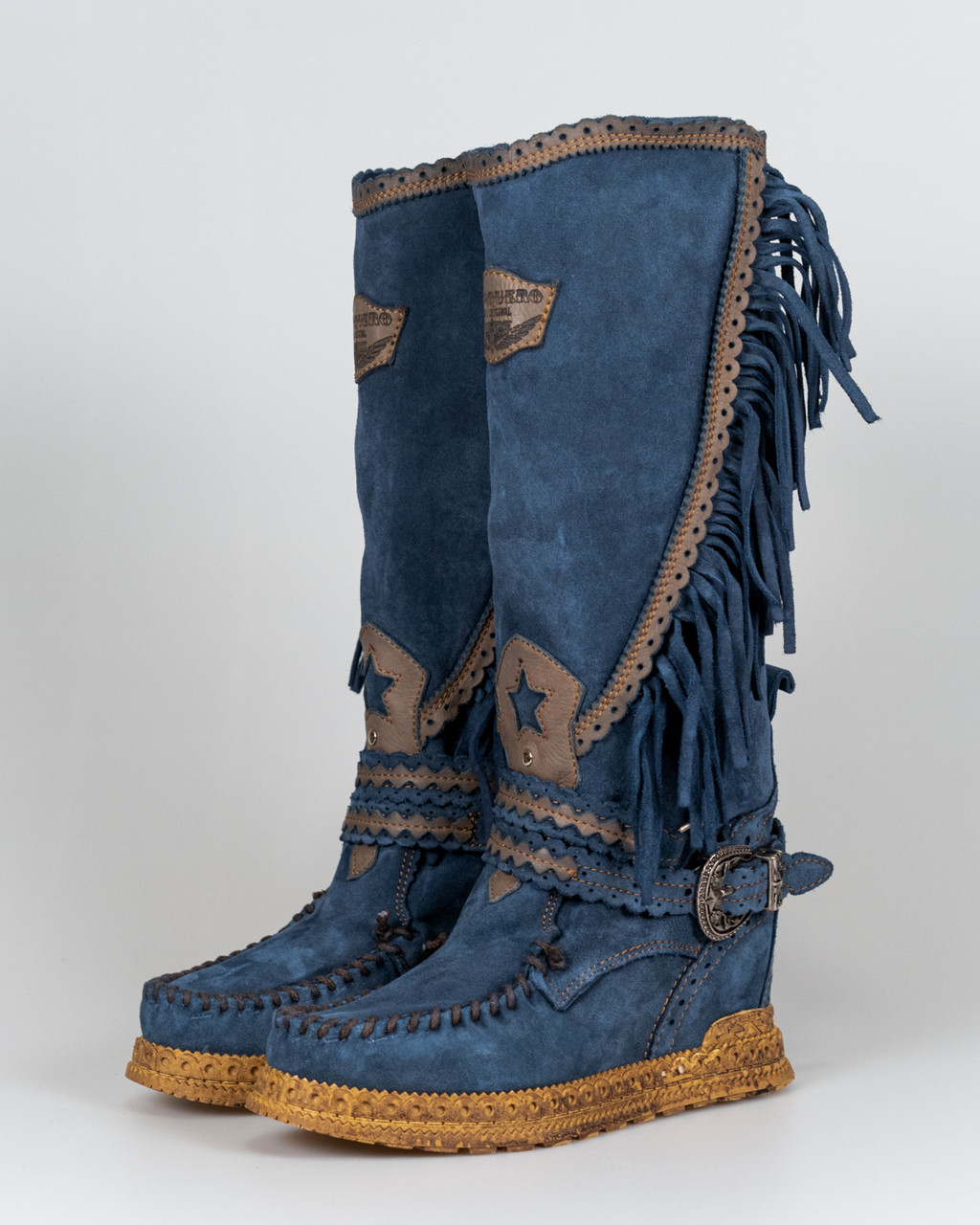 blue moccasin boots