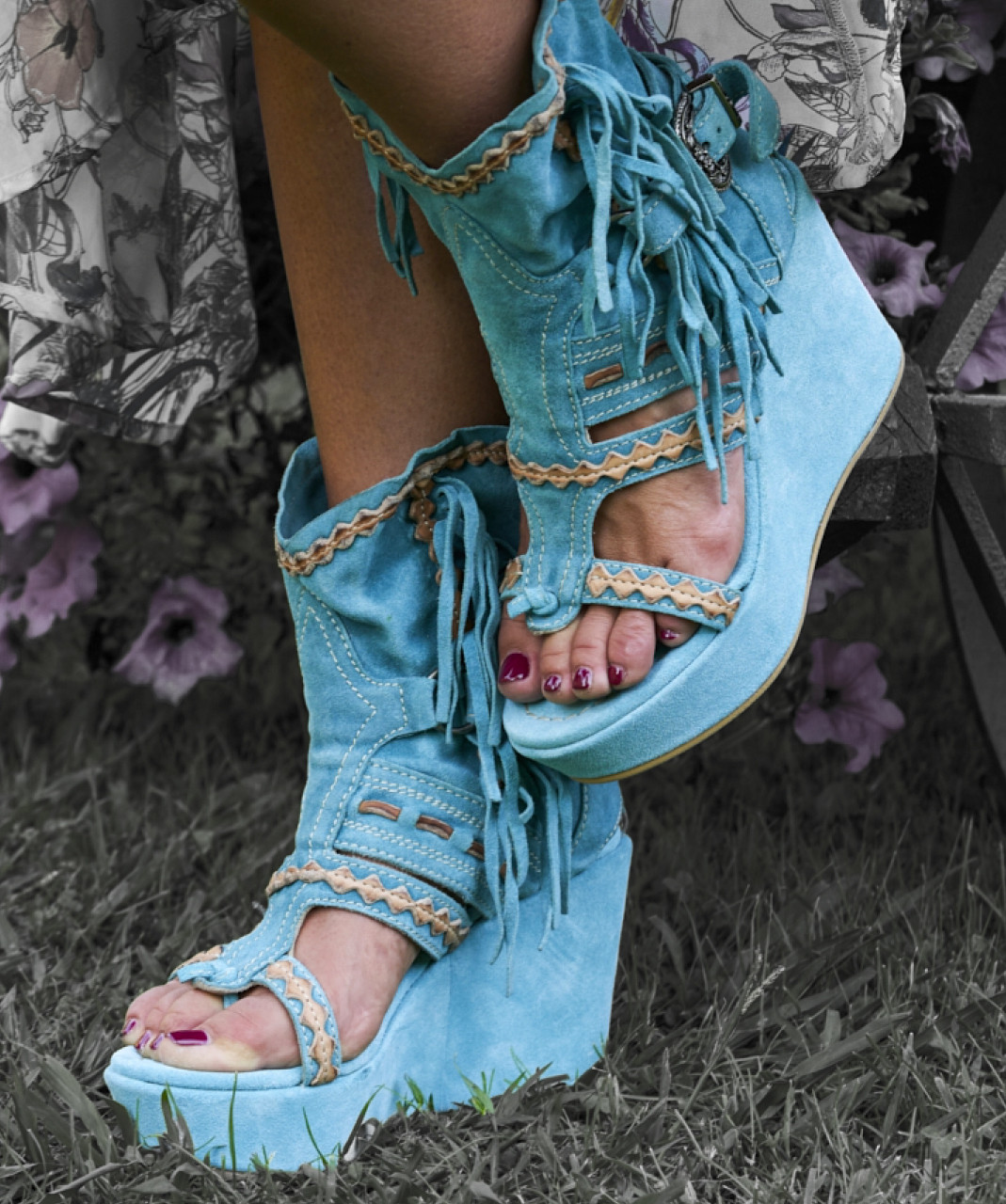 turquoise wedge sandals