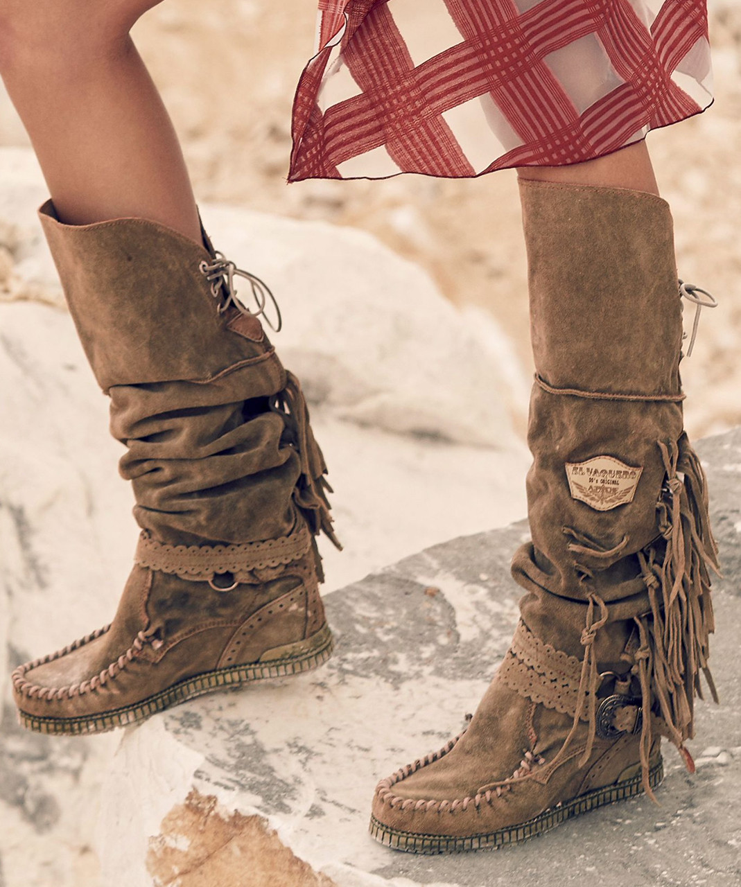 wedge moccasin boots
