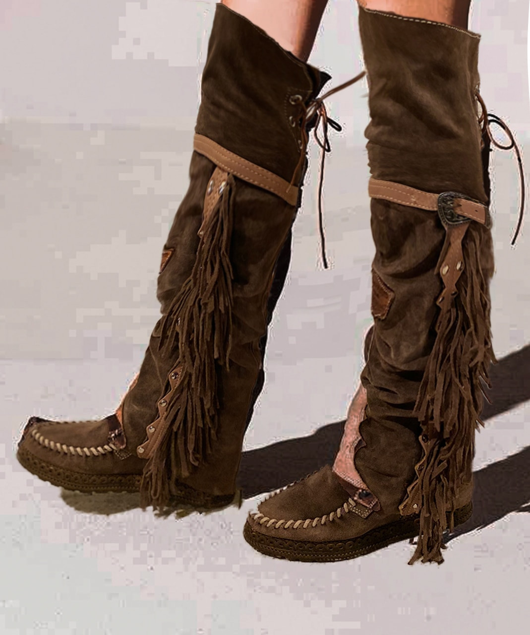 tall fringe boots