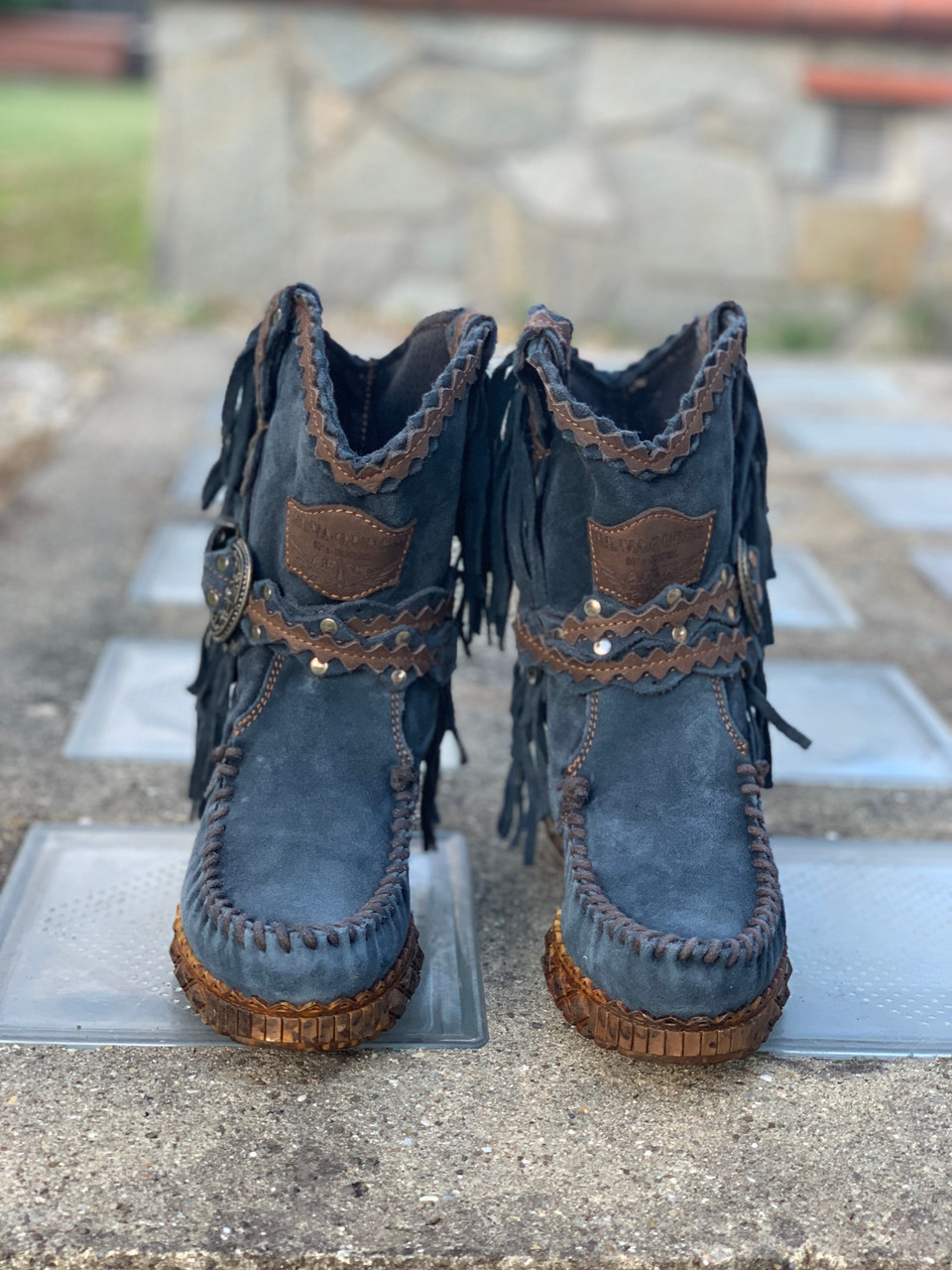 gray moccasin boots
