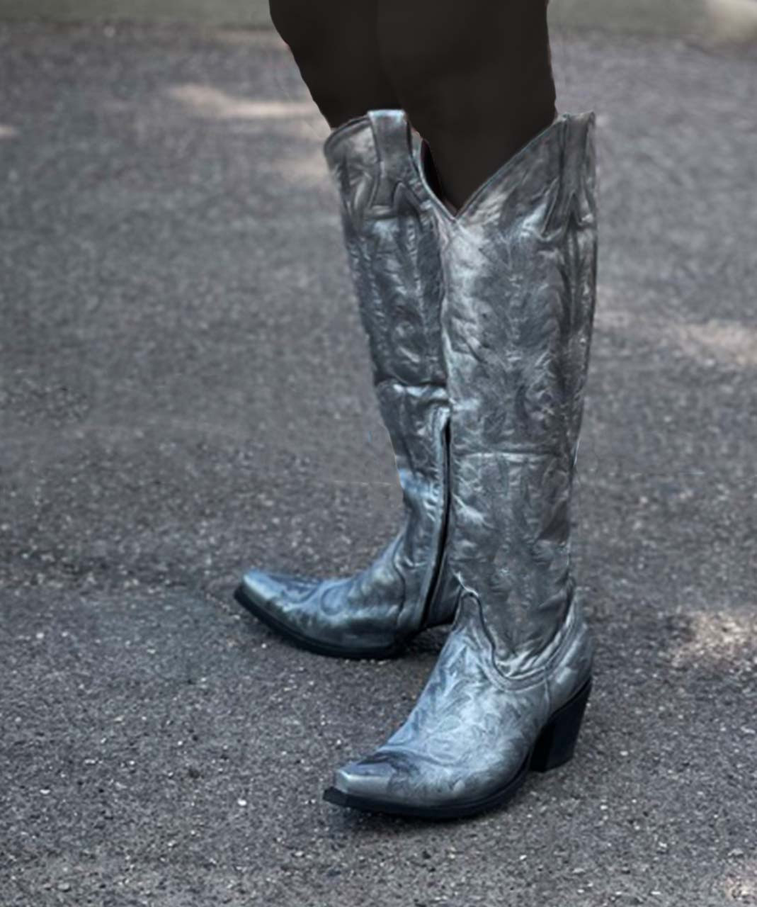 tall silver boots